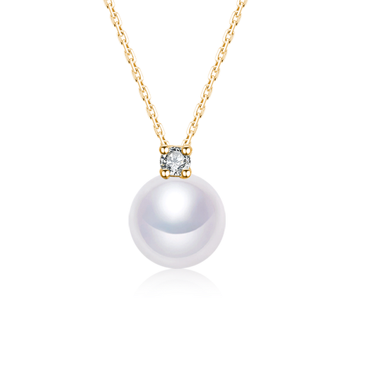 LAPRAFANY small light bulb Akoya seawater pearl necklace 18K gold Princess Diana diamond pendant neck chain clavicle chain 8-8.5mm 18K diamond mirror Aurora car cross chain