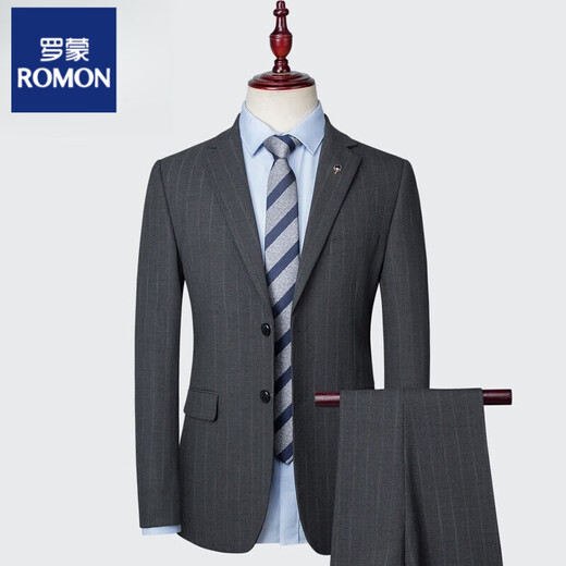 Luo Meng Groom's Suit Korean Style Business Slim Wedding Dress Groomsmen Casual Suit Men's Three-piece Suit 2266 Blue Gray Two-piece Suit 3XL 190
