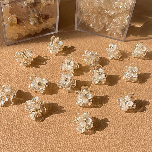 Cute rhinestone flower hairpins, sweet bangs, small forehead grabbers, side clips, hair accessories, hairpins, small clips, headdress 5# black/1 piece