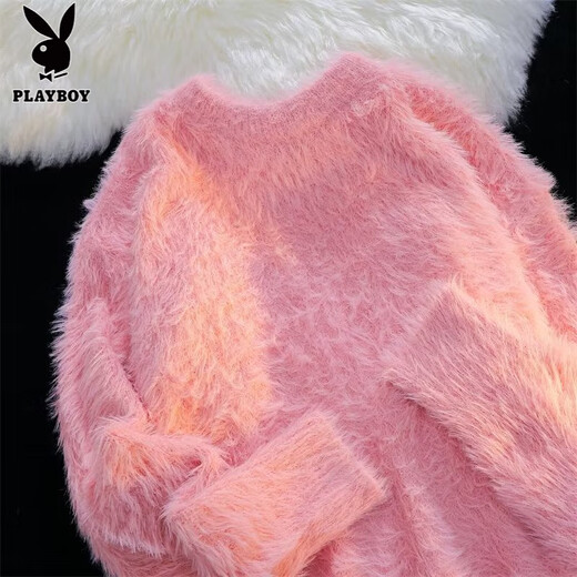 Playboy (PLAYBOY) Japanese vintage retro mink velvet thickened sweater gentle style loose soft glutinous sweater for men and women autumn and winter green super soft version L