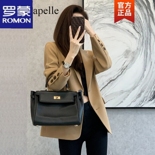 Romon Small Suit Women's 2022 Spring and Autumn New French Retro Casual Suit Temperament Design Small Fashion Jacket Black L