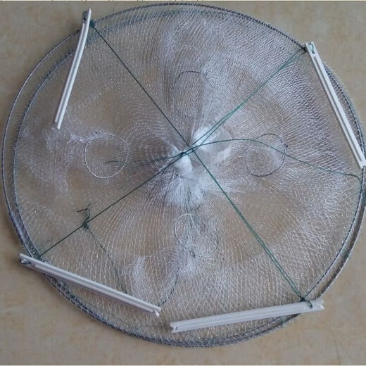 Gu Jianmu's shop 4-hole white small fish and shrimp pot specializes in catching small fish and shrimp net fishing gear round fish pot can be sent by post, diameter 33 cm, 4 ropes