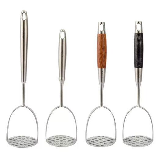 Yusenyi 304 mud auxiliary masher purple thickened commercial mashed potato masher stainless steel spoon baby mashed potato food manual pressing tool 304 stainless steel mud press rosewood handle