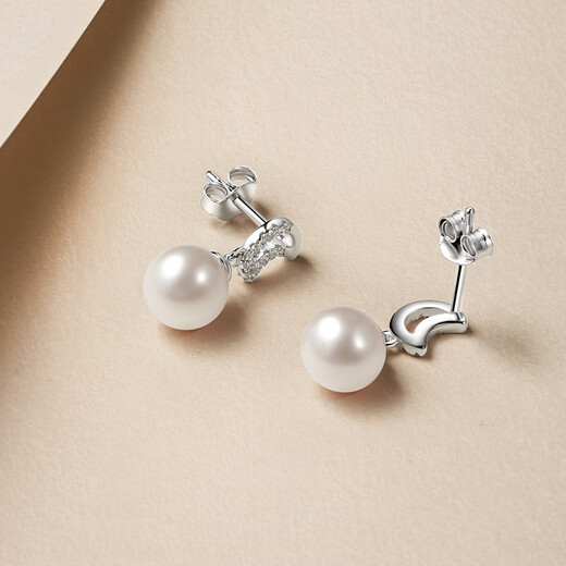 Saturday Fortune S925 Silver Pearl Stud Earrings Female Moon Birthday Gift X0911990 Pair