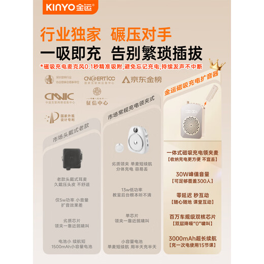 Jinyun Super Large Volume丨Recommended by Famous Teachers Little Bee Amplifier Teacher's Special Lavalier Microphone Teaching Tour Guide Explainer Noise Reduction Anti-Howling Outdoor Portable M10