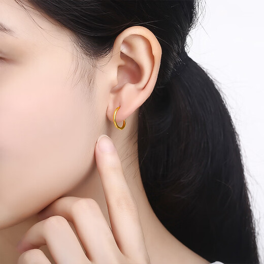 Saturday Blessing Simple Pure Gold 999 Gold Earrings Girls Birthday Gift Price AA090923 One Pair Approximately 1.24g