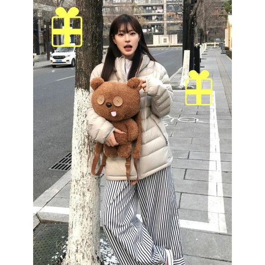 Yunxing Down Jacket Women's 2026 New Spare Ribs Short Style Lightweight Winter Thickened White Duck Down Casual Sports Hooded Jacket Gray S 80-115Jin Jin is equal to 0.5 kg