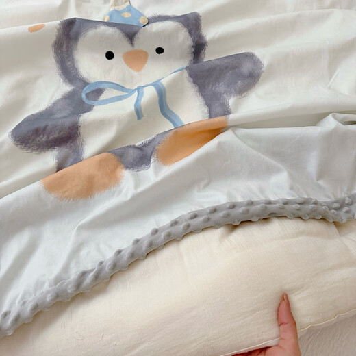 MOEDOOBIE 100% Cotton Beanie Quilt Cover Children's Category A Infant and Toddler Autumn and Winter Soybean Quilt Thickened Universal Cover Blanket Large Edition - Strawberry Rabbit without Core 120*150 Beanie Blanket (with zipper, can be used as a quilt cover)