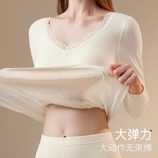 猫人保暖内衣女蓄热锁温自带胸垫无痕免穿文胸秋衣秋裤套装25年新品