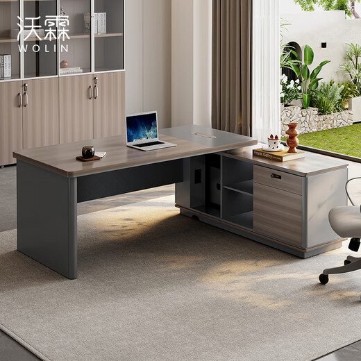 Wolin high-end office desk boss table simple modern office table single supervisor manager desk and chair combination office furniture 1.8 meters boss table E0 grade plate