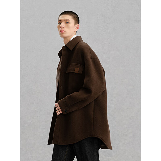 GXGGXG Men's Wear Shopping Mall Brown Texture Twill Commuting Short Coat Brown 165/S