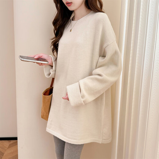 TonLion 2025 autumn and winter simple and versatile mid-length women's pullover sweater