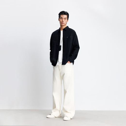 JACK&JONES men's autumn business casual commuting to work pure cotton comfortable solid color loose long-sleeved shirt 225305017