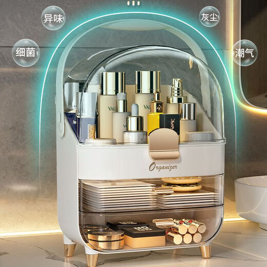 Vipero Cosmetic Storage Box 2025 New Cosmetic Storage Box Dustproof Transparent Dressing Table Desktop Large Capacity Skin Care Cosmetic Storage Box-Platinum