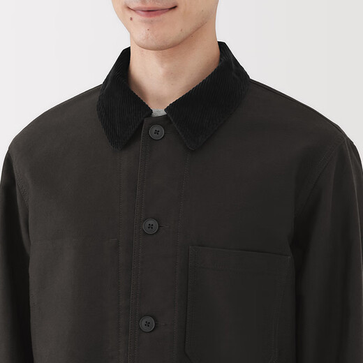 MUJI Men's Kapok Blend Corduroy Collar Jacket Men's Jacket Fall 25 Outerwear Men's Men's Dark Gray M (170/92A)