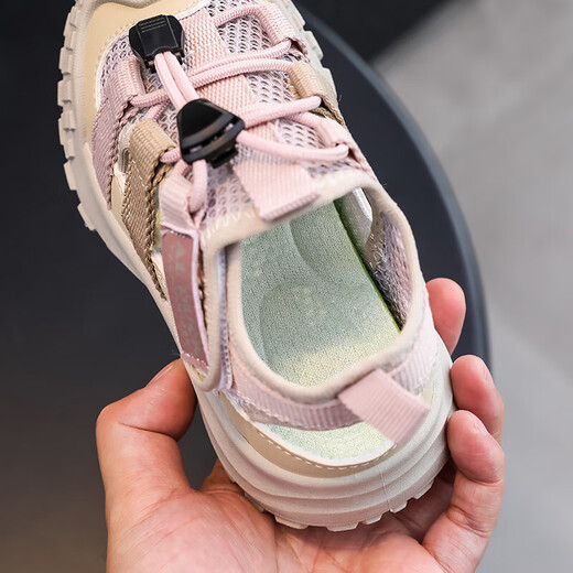 2025 Summer New Style Hollow Breathable Mesh Children's Sandals Girls Light Casual Shoes Upgraded Version Purple 12 Size 34 Inner Length 21.7CM
