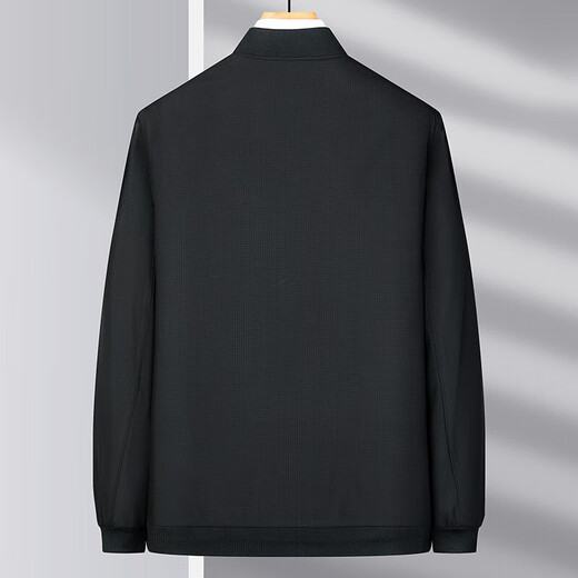 Middle-aged and elderly men's baseball collar jacket, middle-aged men's spring and autumn dad stand-up collar jacket, business casual tops, navy blue 2XL 185 yards 140-155Jin Jin equals 0.5 kg