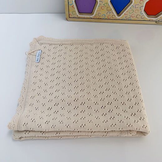 Zailu new four-season children's blanket pure cotton edge knitted blanket baby blanket air conditioning quilt off-white blanket 86 x92cm