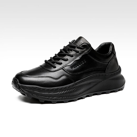 Miaoli men's shoes men's sports casual shoes men's simple versatile fashion thick-soled height-enhancing running shoes men's U1478 black 39