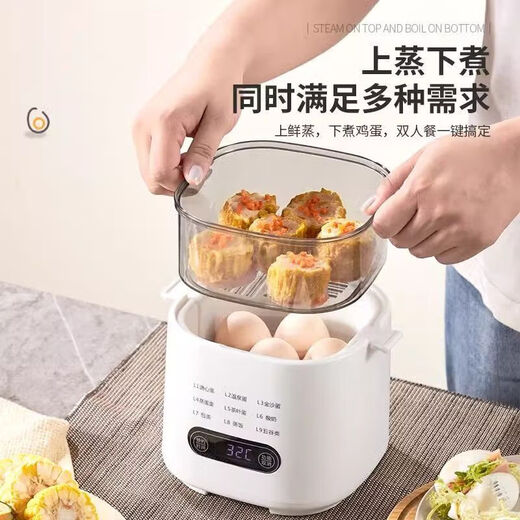 飒望德国品牌煮蛋器自动断电2025款多功能家用小型煮鸡蛋早餐神器蒸锅一体早餐机预约定时一人用全自动 双层 尊享款【9大菜单 24小时预约 防干烧保护】 【304钢碗-24H预约-店长推荐】