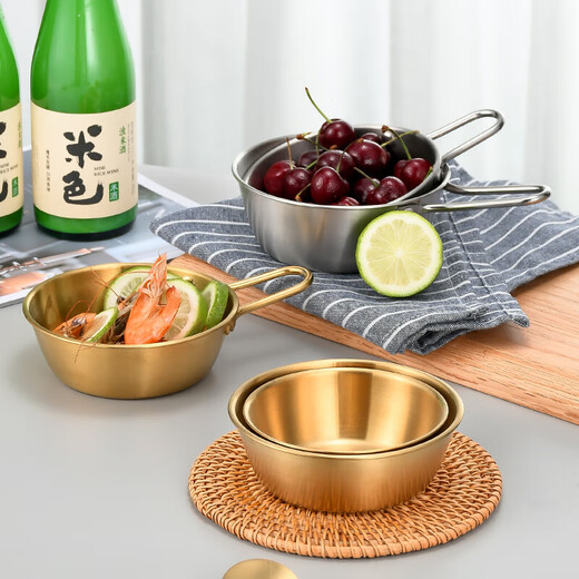 304 stainless steel Korean rice wine bowl, rice bowl, rice wine bowl with handle, special hot and cold wine bowl for restaurants, cooking bowl 304 rice wine bowl - with single handle - natural color 16.5CM