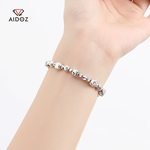 Aido Diamond pt950 platinum small Rubik's cube transfer bead bracelet for women platinum laser watermelon bead elastic rope bracelet, net gold weight 18.32 grams, about 6mm thick
