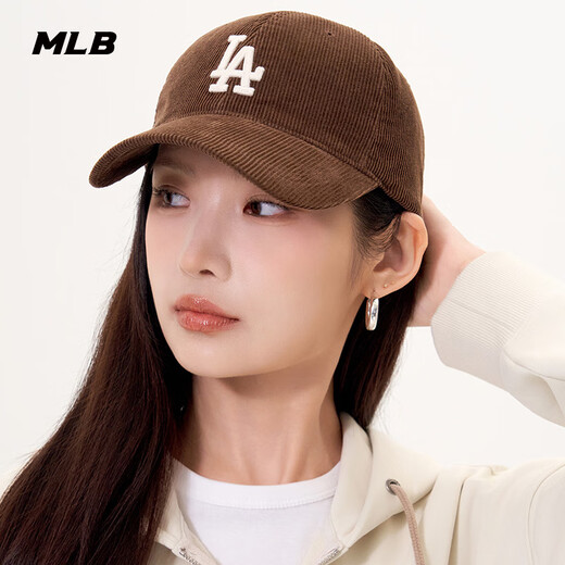 MLB Official Male and Female Couple Versatile Large Logo Fashion Casual Corduroy Baseball Cap 24 Autumn and Winter CPWC1 Los Angeles Dodgers/Brown One Size