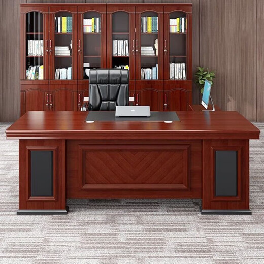 Boss desk, president desk, executive desk, single supervisor desk, manager desk and chair combination, simple modern office furniture, red brown, 1.6 meters single table