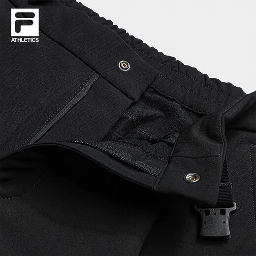 FILA woven trousers for men 2025 autumn new fitness sports loose cuff overalls paratrooper pants plus velvet black-BK L 175/84A/L