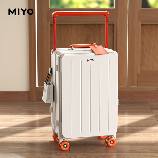 La cubierta del lado de la maleta de miyo para mujeres puede tablero para la varilla de tirón ancha de gran capacidad, una nueva maleta de estilo, marco de aluminio, caja de cuero duradera hombres puro marco de aluminio-multi-multi-funcional [rueda de patinaje sobre hielo que absorbe el choque] de 20 pulgadas [Caso de embarque]