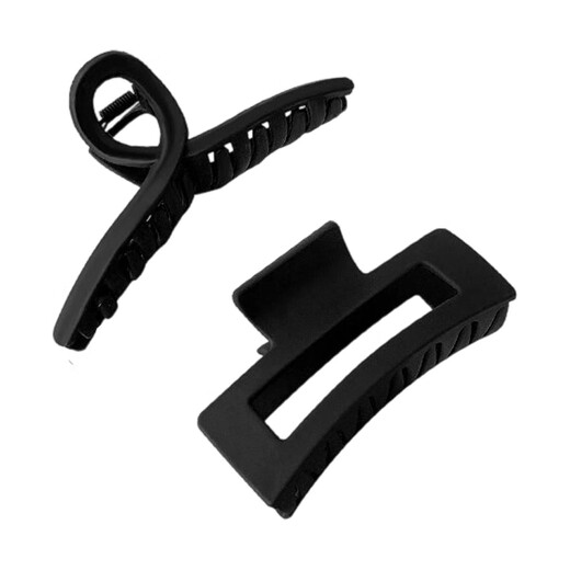 Jian Yingshu Black Simple Oversized Clips 2 Hairpins Back of Head Plate Hairpin Shark Clip Hairpin