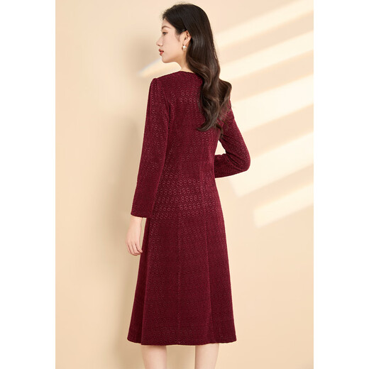 Kebeier Red Modified Cheongsam Kleid für Frauen 2025 Neue Frühlings- und Herbstmutter-Schwieger-Hochzeitskleid-Textur-Rock 2xl