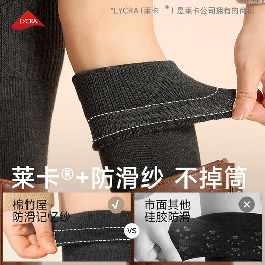 Mianzhuwu over-the-knee stockings for women in autumn and winter, anti-slip and warm, knee-protecting thigh socks, slimming legs, spring and autumn style, black and white high socks, dark gray + black, 2 pairs, one size fits all, 35-39, non-slip and warm