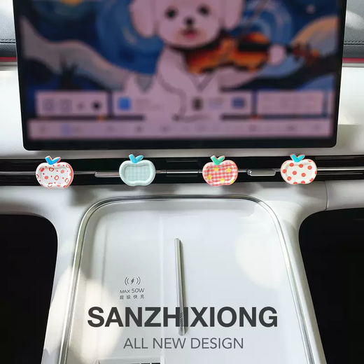 Yusenyi Apple Car Perfume Creative Car Air Vent Aromatherapy Clip Acrylic Car Interior Decoration Supplies Car Aromatherapy Apple Air Vent Perfume Red Wave Dots White Background 1g