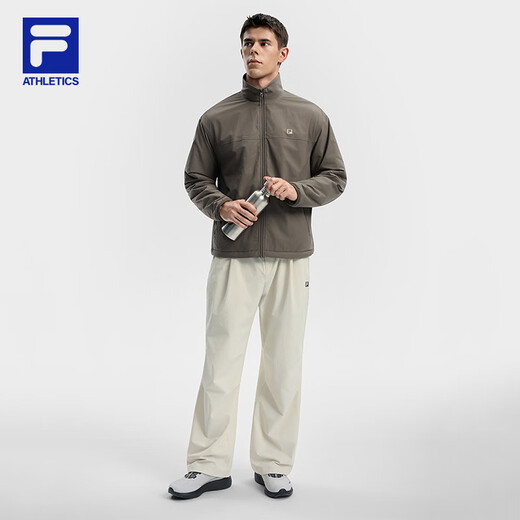 FILA official couple's style reversible jacket 2025 winter new fitness sports loose stand-up collar top Planet Cup Brown-BN S 165/88A/S