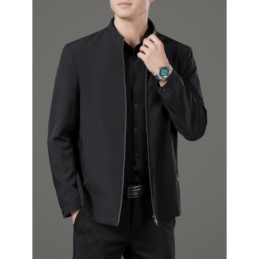 Lilanz 2025 New Lilang Autumn Jacket Men's Stand Collar Business Middle-aged Men's Executive Casual Jacket Dad's Top Navy Blue L 175/92