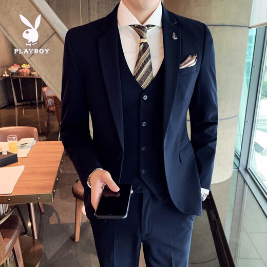 Playboy (PLAYBOY) suit suit men's jacket British slim fit Korean style groom wedding dress formal casual suit 2019 brown single suit 2XL recommended to wear 136-155Jin Jin equals 0.5 kg