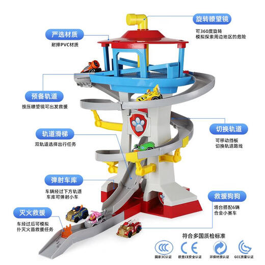 Wangwang Team hat großartige Beiträge geleistet. Echtes Wangwang -Team hat großartige Beiträge gemacht, wobei Wachtturm Headquarters Base Rescue Track Alloy Auto 16795 Wachtturm -Track -Set Set geleistet hat