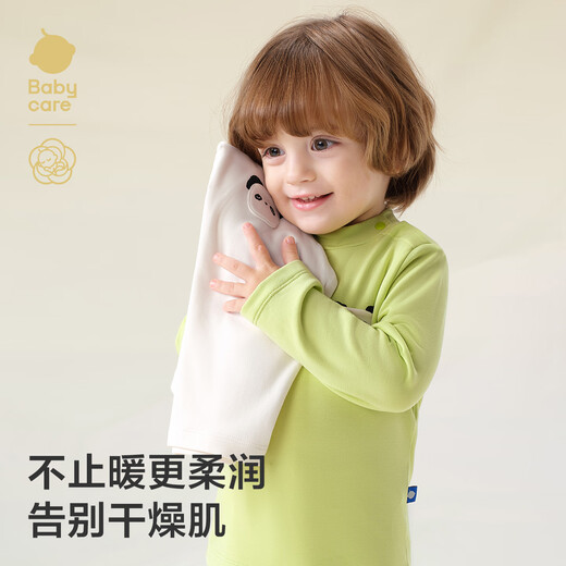 Babycare Camellia children's thickened boys' casual outer wear girls' round neck warm long-sleeved baby T-shirt light wood color 100