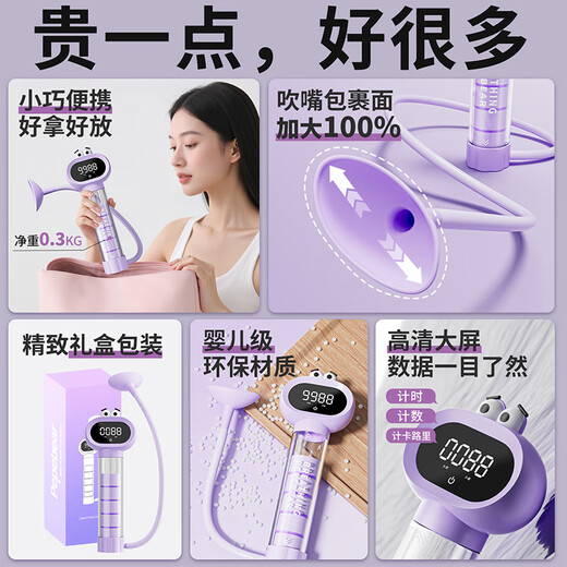 PEPEBEAR breathing dumbbell abdominal breathing trainer vital capacity abdominal muscle vest line pelvic floor muscle facial core fitness exercise third generation upgrade | large screen digital display Roland Purple (20 100g)
