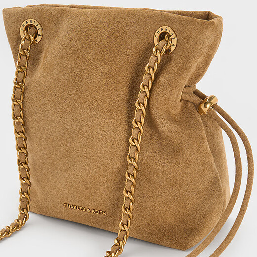CHARLES/KEITH25 autumn new product small suede drawstring tote bag lucky bag birthday gift CK2-80151536-1 Sahara Sand S