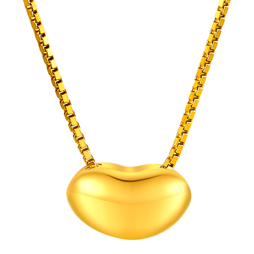 Chinese gold gold necklace pendant pure gold women's acacia bean as a birthday gift for wife and girlfriend pure gold pendant - about 0.2g (free 925 silver chain)