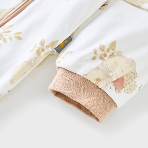 Tongtai (TONGTAI) baby sleeping bag pure cotton constant temperature baby double-layer long-sleeved one-piece pajamas for boys and girls anti-jumping and kicking quilt brown M