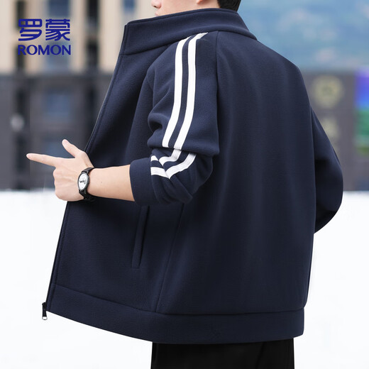 Romon Jacket Men's Autumn and Winter Casual Versatile Warm Windproof Polar Fleece Jacket Men's Dad Clothing 8868 Green XL