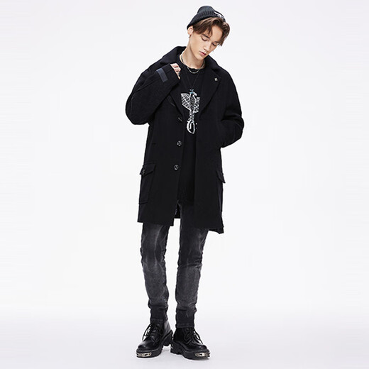 BOY LONDONFW21 Gothic letter Logo printed embroidered suit windbreaker, same style for men and women, black black XS