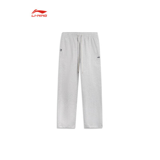 Li-Ning BADFIVE velvet warm sweatpants men's 2025 winter new straight-leg loose sweatpants floral gray moon watch mixed gray-2 M (170)