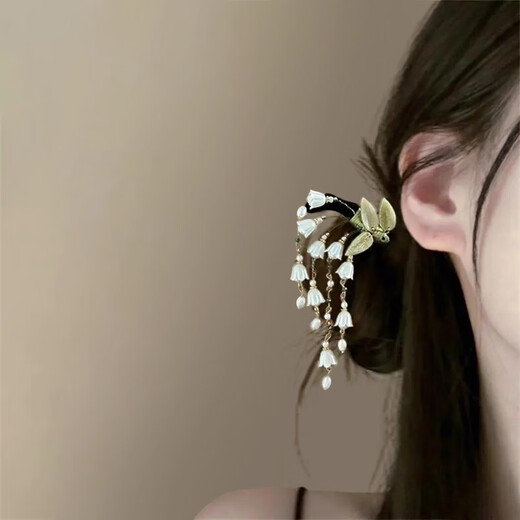 BIBK旗袍发饰古风铃兰流苏发簪新中式马面裙配饰精致步摇簪子气质钗子 古风铃兰花折叶簪【1支】