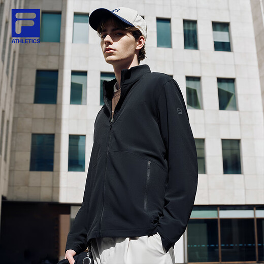 FILA Official Men's Jacket Two-in-One Jacket 2025 Autumn New Outdoor Sports Hooded Jacket for Men Dark Black-BK L 175/96A/L