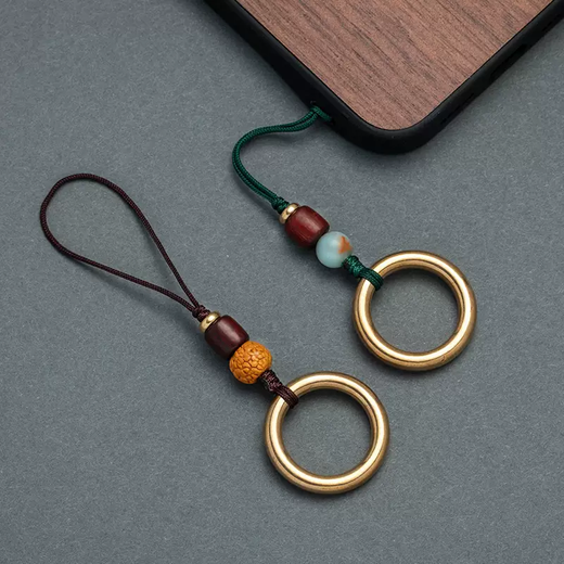 Yusenyi pure brass ring mobile phone ring buckle metal universal dust plug pendant U disk pendant anti-lost lanyard hand Dragon pattern King Kong keychain