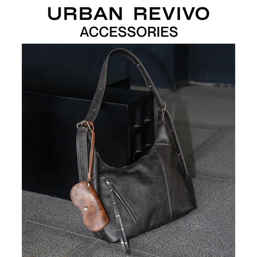 URBAN REVIVO2025 new autumn style women's retro pendant shoulder crossbody bag UAWB50247+ dark gray